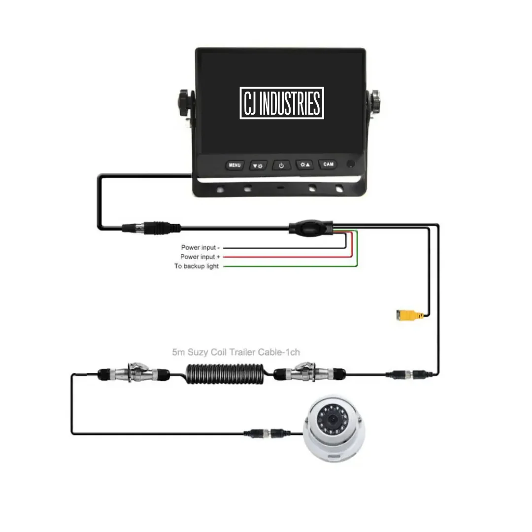 Heavy Duty Caravan / Truck Reverse Camera Kit with Monitor + Suzy Coil Quick Connect Kit - Image 3