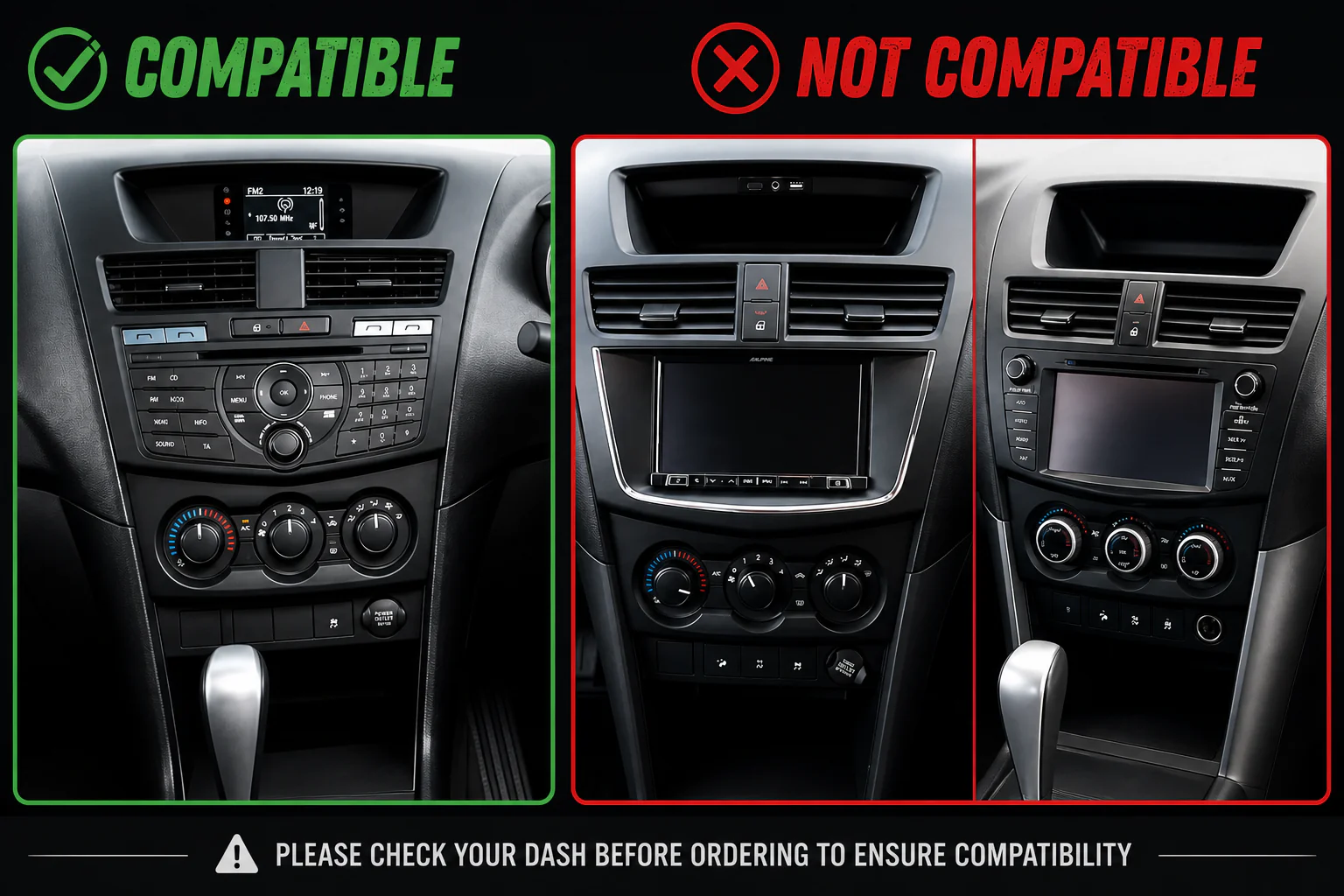Mazda BT-50 (2012-2017) Plug & Play Head Unit Upgrade Kit: Car Radio with Wireless & Wired Apple CarPlay & Android Auto - Image 3