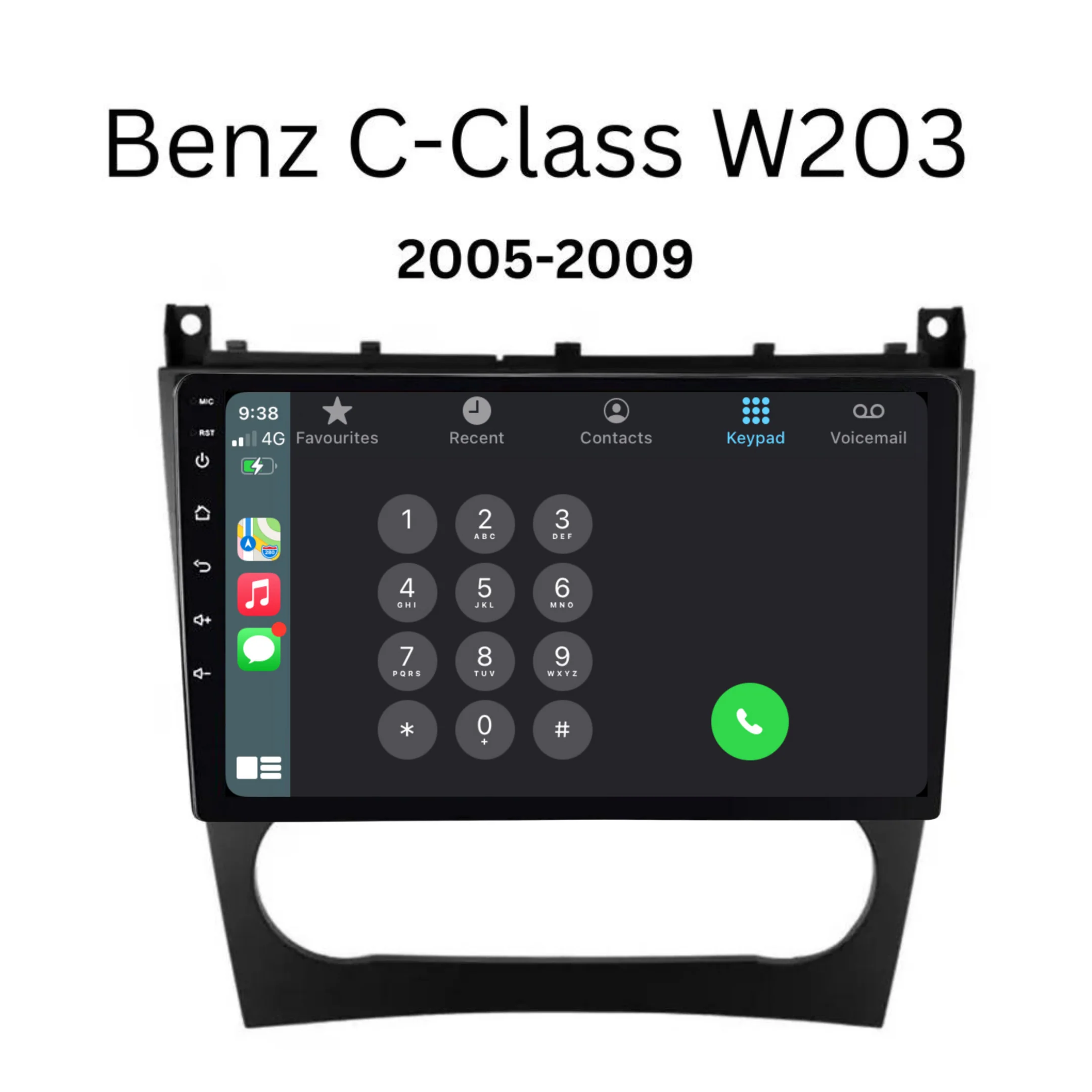 Mercedes Benz C-Class / W203 (2005-2009) Plug & Play Head Unit Upgrade Kit: Car Radio with Wireless & Wired Apple CarPlay & Android Auto - Image 4