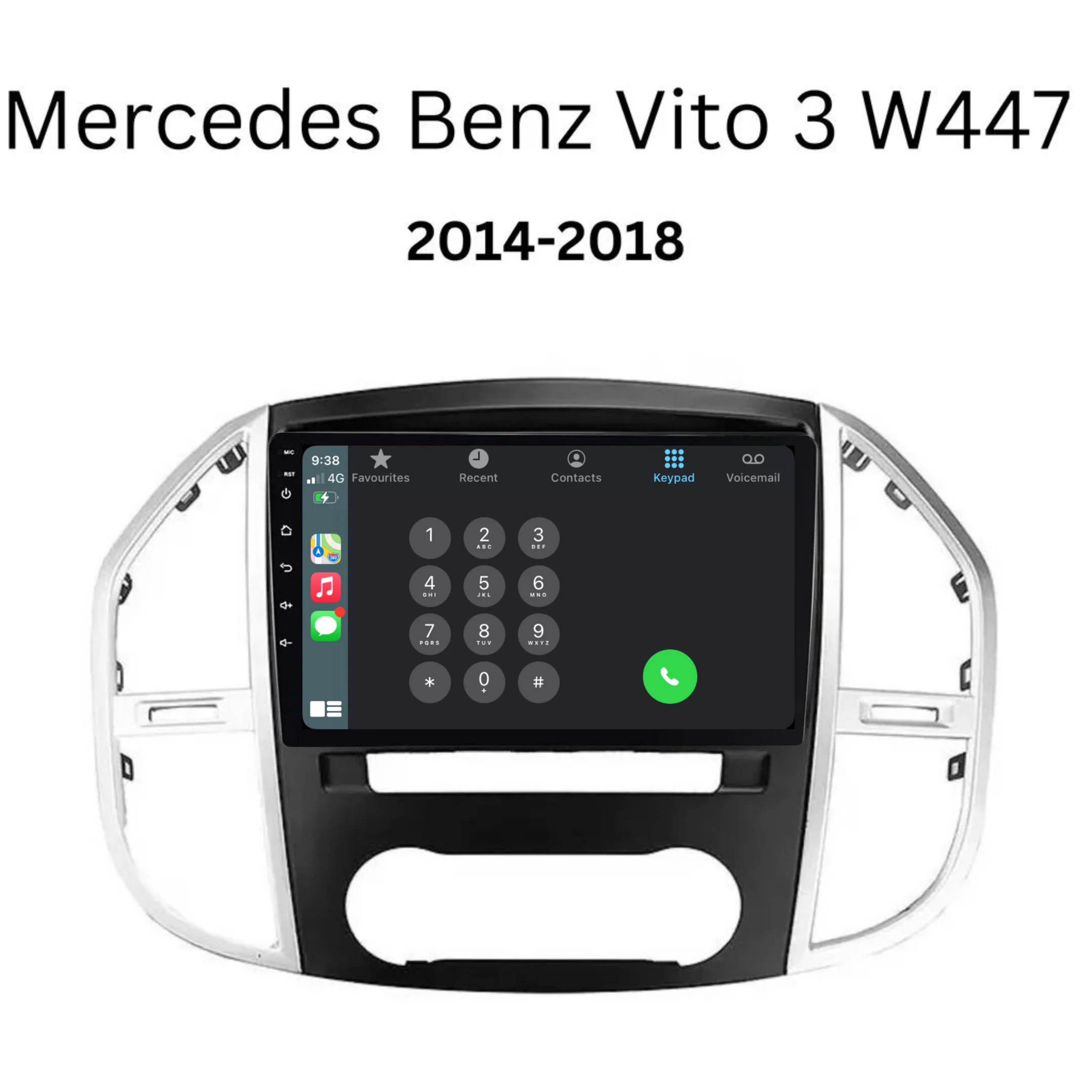 Mercedes Benz Vito W447 (2014-2020) Plug & Play Head Unit Upgrade Kit: Car Radio with Wireless & Wired Apple CarPlay & Android Auto - Image 4