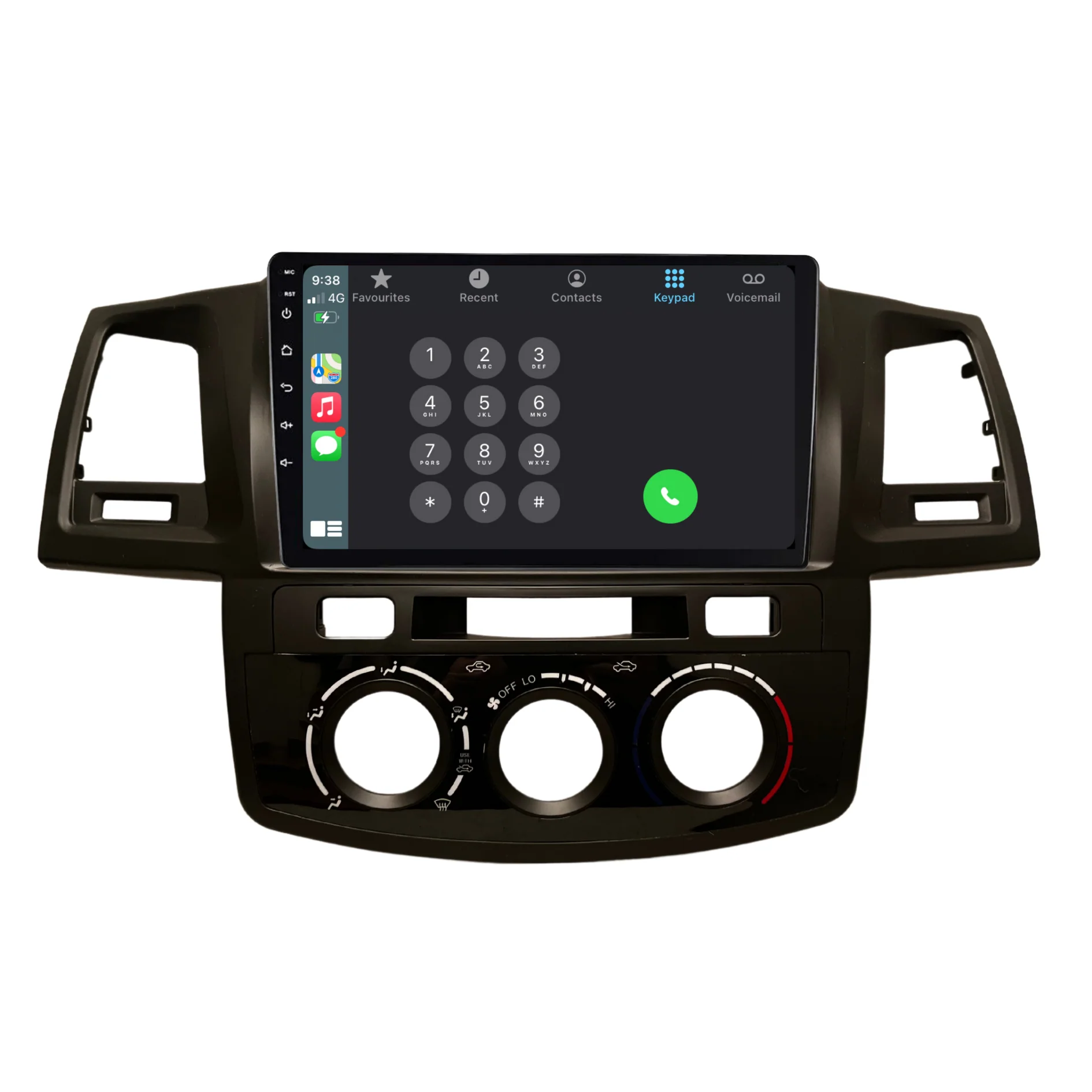 Toyota Hilux / N70 Manual AC - matte black (2005-2014) Plug & Play Head Unit Upgrade Kit: Car Radio with Wireless & Wired Apple CarPlay & Android Auto - Image 5